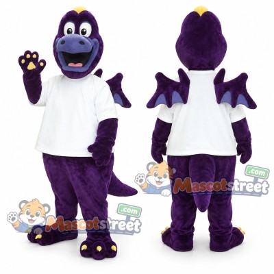 Purple Dragon Mascot Costume with White Shirt Purple Dragon Mascot Costume with White Shirt