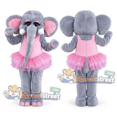 Gray Elephant Mascot Costume with Pink Tutu Gray Elephant Mascot Costume with Pink Tutu