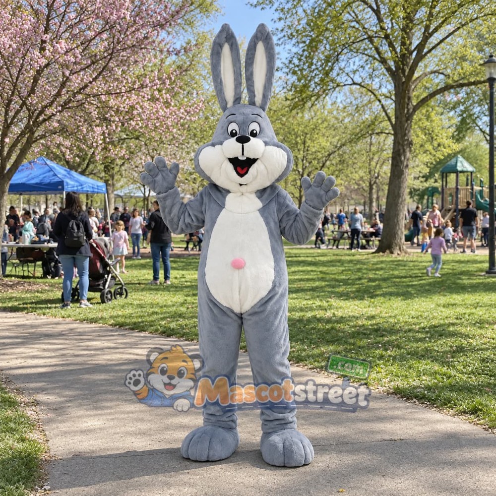 Gray Rabbit Mascot Costume Gray Rabbit Mascot Costume