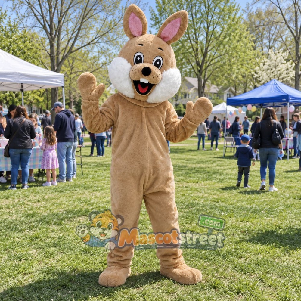 Tan Rabbit Mascot Costume Tan Rabbit Mascot Costume