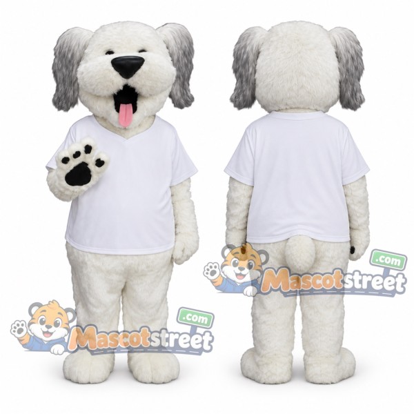 White Dog Mascot Costume with White Shirt