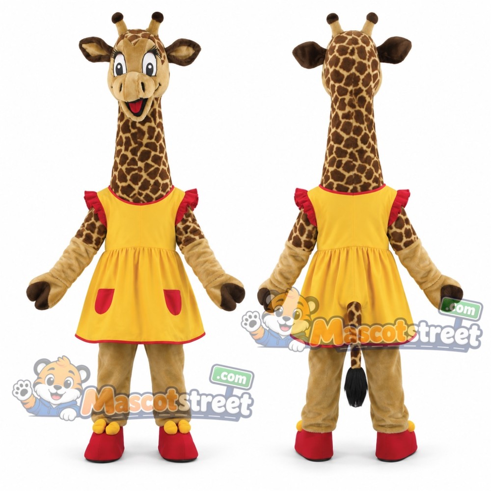Giraffe Mascot Costume with Yellow Dress Giraffe Mascot Costume with Yellow Dress