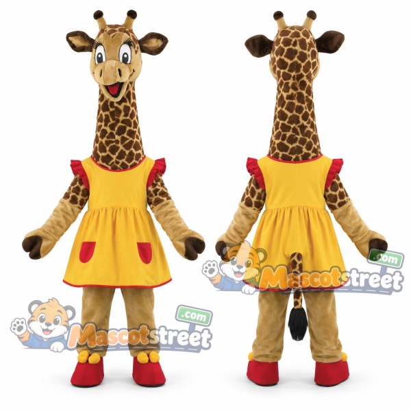 Giraffe Mascot Costume with Yellow Dress