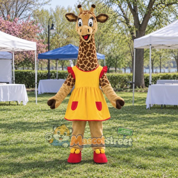 Giraffe Mascot Costume with Yellow Dress