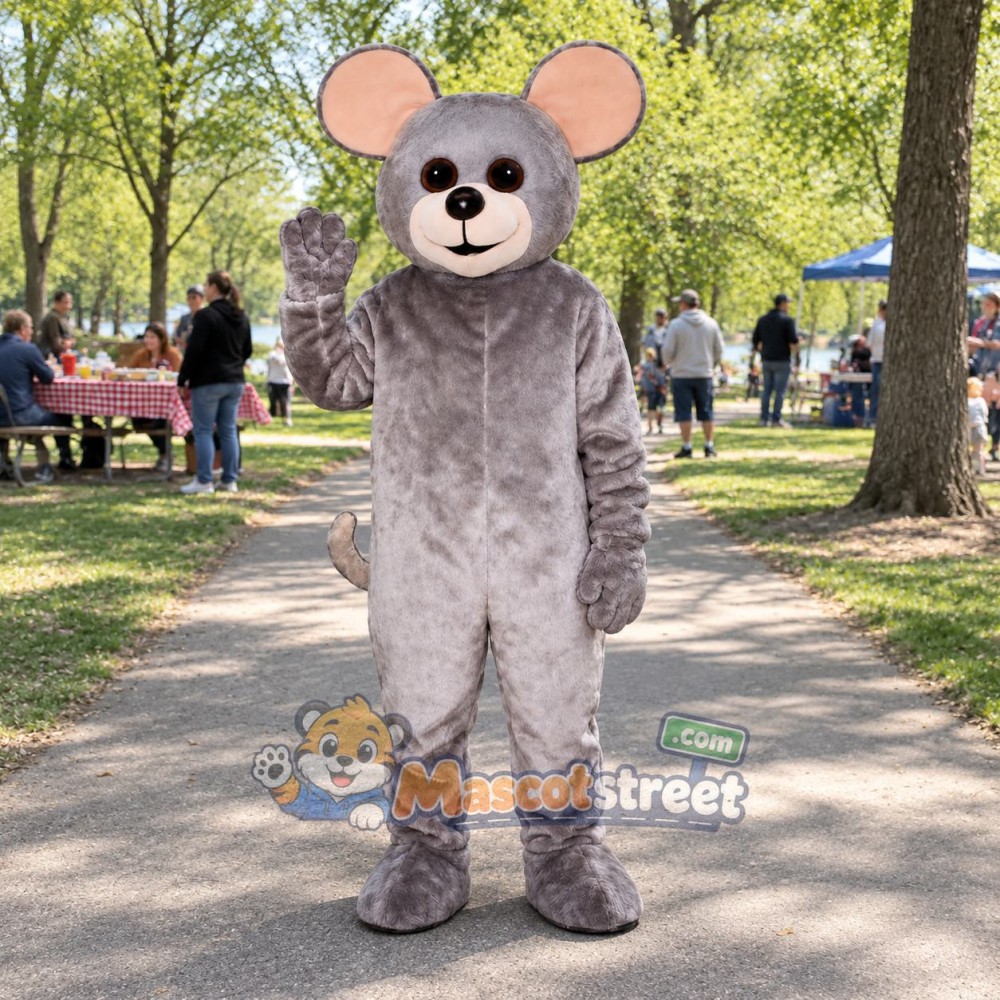 Gray Mouse Mascot Costume Gray Mouse Mascot Costume