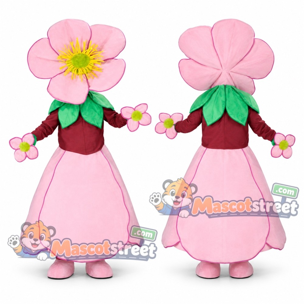 Pink Flower Mascot Costume with Pink Dress