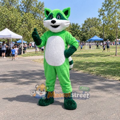 Green Raccoon Mascot Costume Green Raccoon Mascot Costume