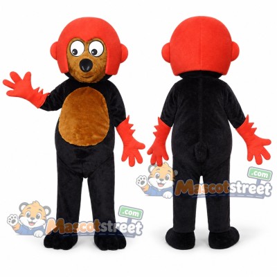 Black and Red Mole Mascot Costume Black and Red Mole Mascot Costume