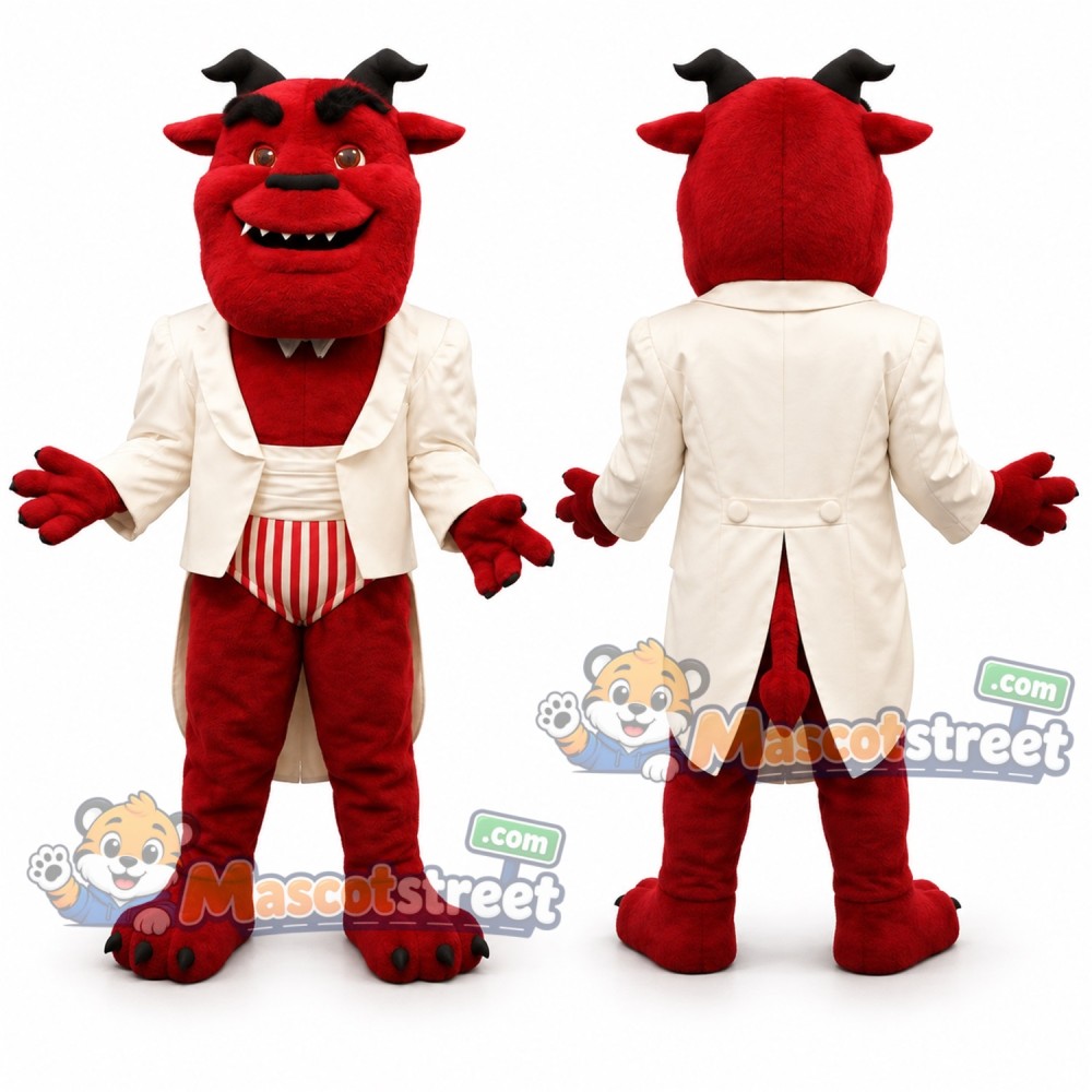 Red Devil Mascot Costume with White Tailcoat Red Devil Mascot Costume with White Tailcoat