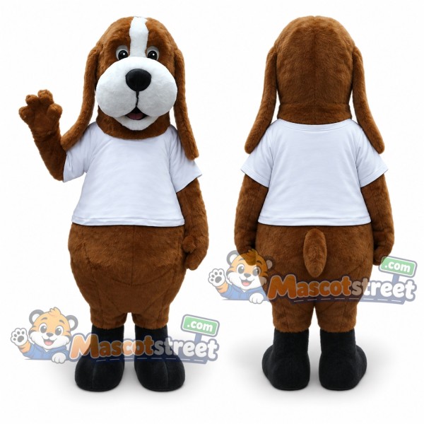 Brown Dog Mascot Costume with White Shirt