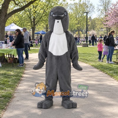 Gray Dolphin Mascot Costume