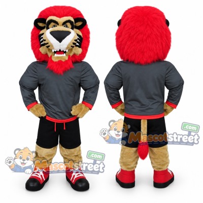 Lion Mascot Costume with Gray Sports Uniform