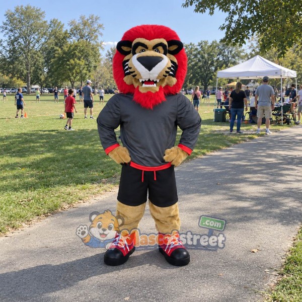 Lion Mascot Costume with Gray Sports Uniform Lion Mascot Costume with Gray Sports Uniform