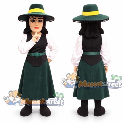 Woman Mascot Costume with Green Dress and Hat Woman Mascot Costume with Green Dress and Hat
