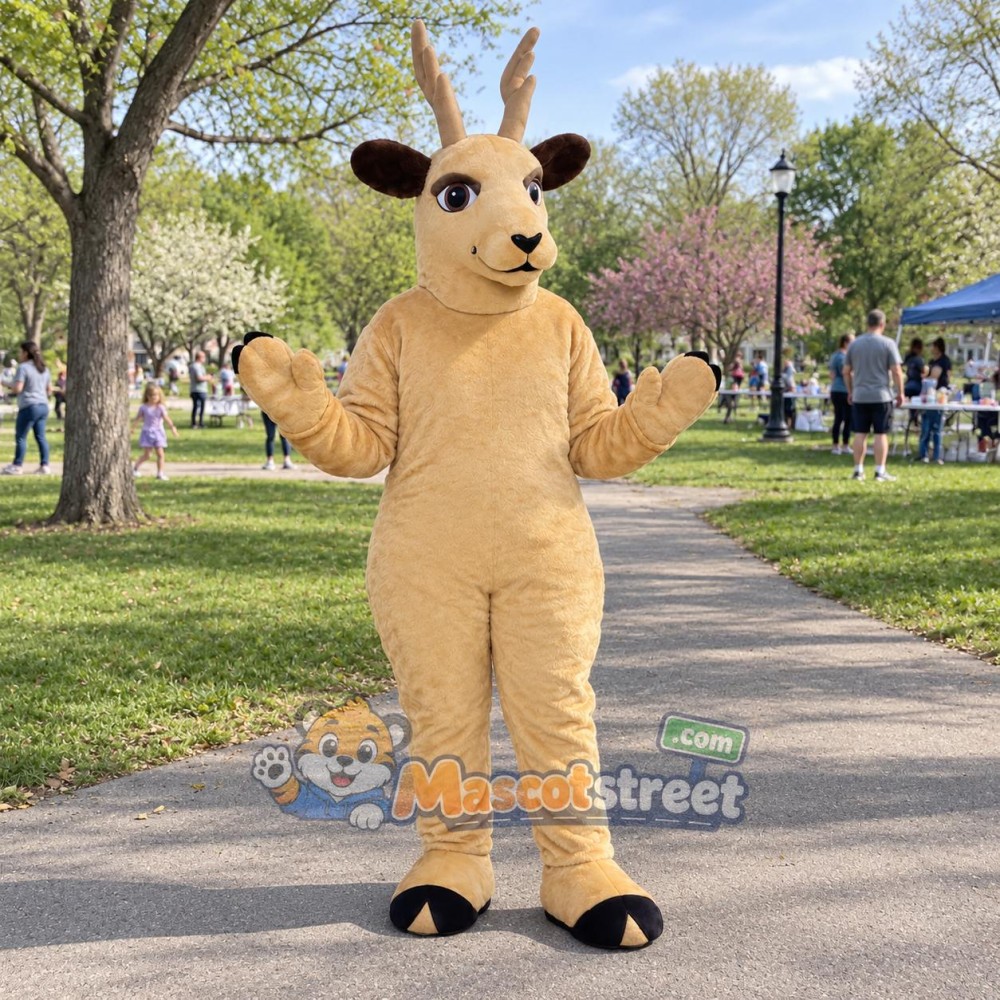 Tan Deer Mascot Costume Tan Deer Mascot Costume