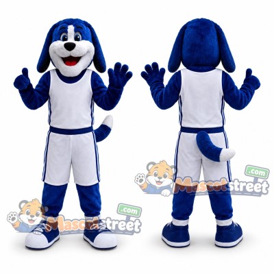 Blue Dog Mascot Costume with White Sports Uniform Blue Dog Mascot Costume with White Sports Uniform
