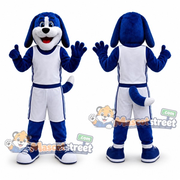 Blue Dog Mascot Costume with White Sports Uniform