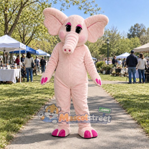 Pink Elephant Mascot Costume