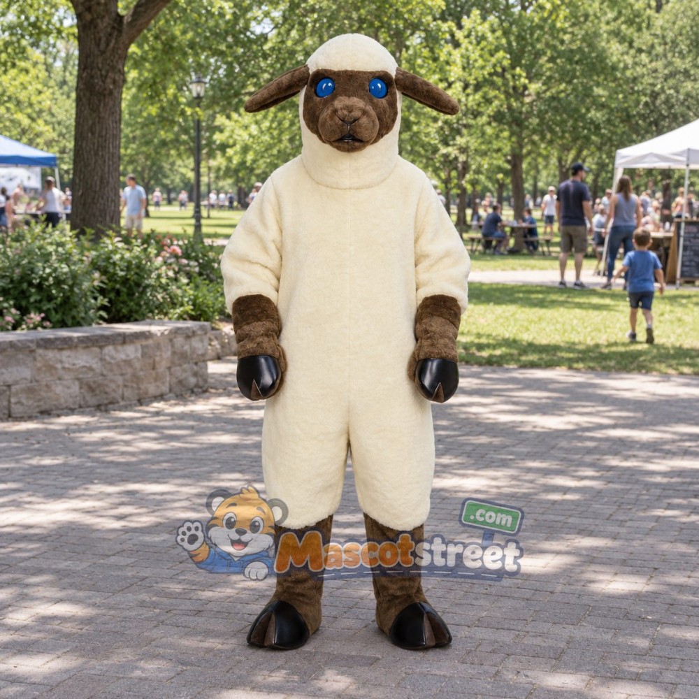 Cream Sheep Mascot Costume