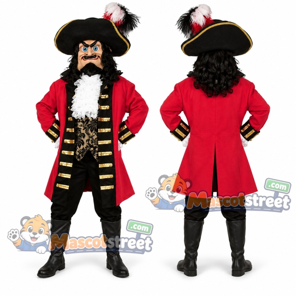 Pirate Mascot Costume with Red Coat and Tricorn Hat Pirate Mascot Costume with Red Coat and Tricorn Hat
