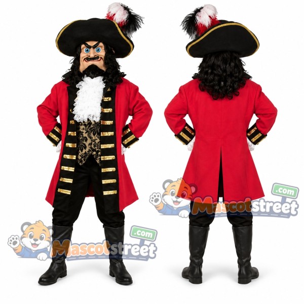Pirate Mascot Costume with Red Coat and Tricorn Hat