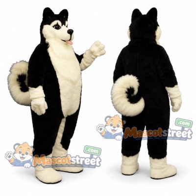 Black and White Husky Mascot Costume Black and White Husky Mascot Costume