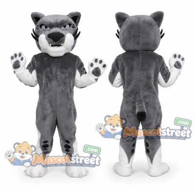 Gray Bobcat Mascot Costume