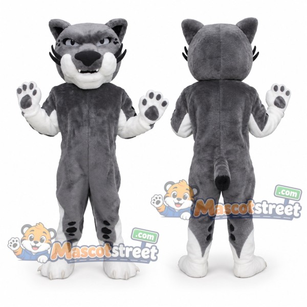 Gray Bobcat Mascot Costume
