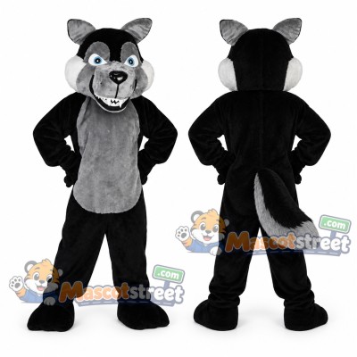 Black and Gray Wolf Mascot Costume Black and Gray Wolf Mascot Costume