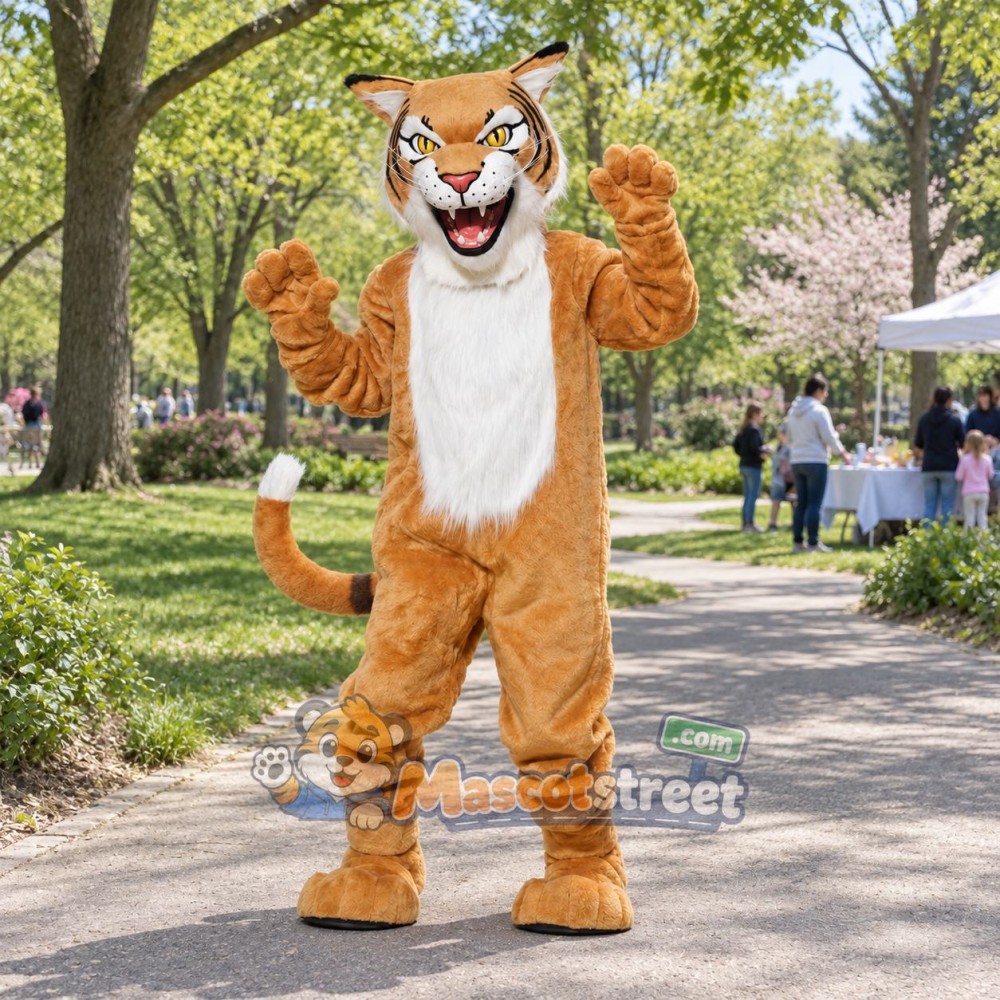 Orange Wildcat Mascot Costume Orange Wildcat Mascot Costume