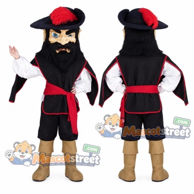 Cavalier Mascot Costume with Black and Red Outfit