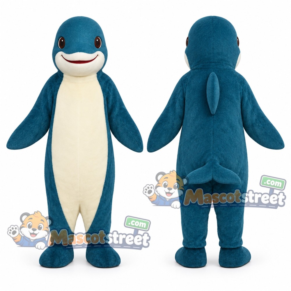 Teal Dolphin Mascot Costume Teal Dolphin Mascot Costume
