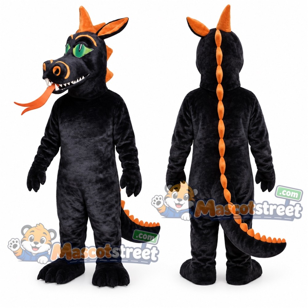Black Dragon Mascot Costume Black Dragon Mascot Costume