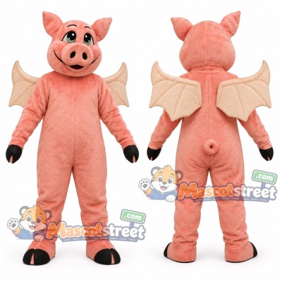 Pink Flying Pig Mascot Costume Pink Flying Pig Mascot Costume
