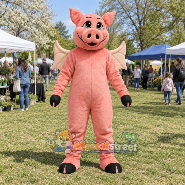 Pink Flying Pig Mascot Costume