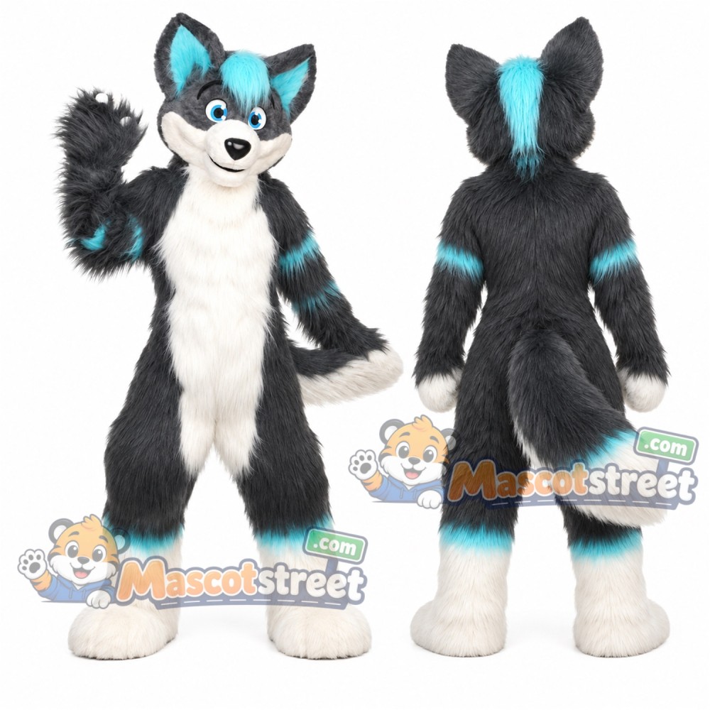 Gray and Blue Fox Mascot Costume Gray and Blue Fox Mascot Costume