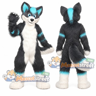 Gray and Blue Fox Mascot Costume Gray and Blue Fox Mascot Costume