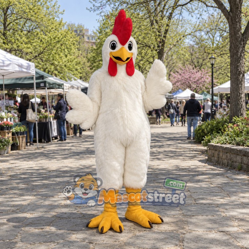 White Chicken Mascot Costume White Chicken Mascot Costume