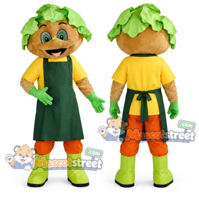 Vegetable Gardener Mascot Costume with Green Apron
