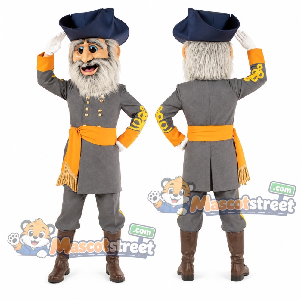 General Mascot Costume with Gray Uniform and Navy Hat