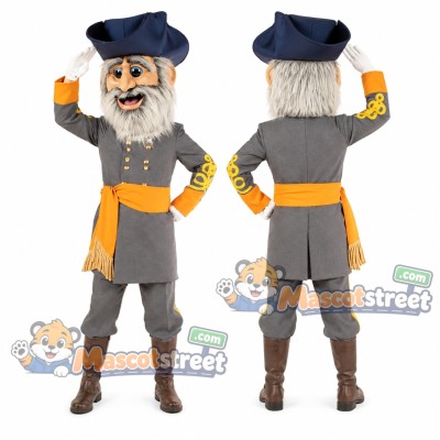 General Mascot Costume with Gray Uniform and Navy Hat