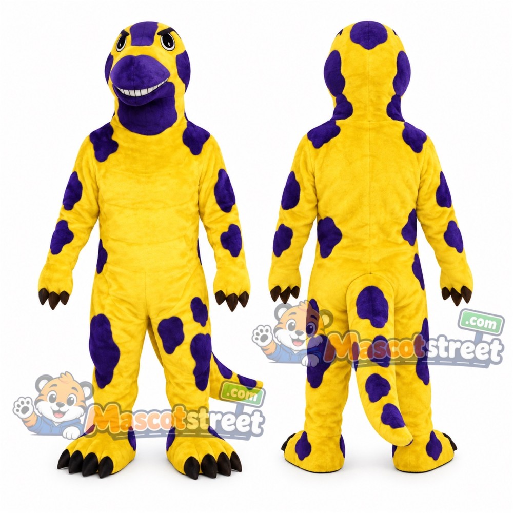 Yellow and Purple Lizard Mascot Costume
