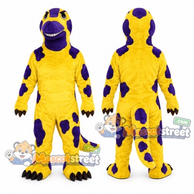 Yellow and Purple Lizard Mascot Costume