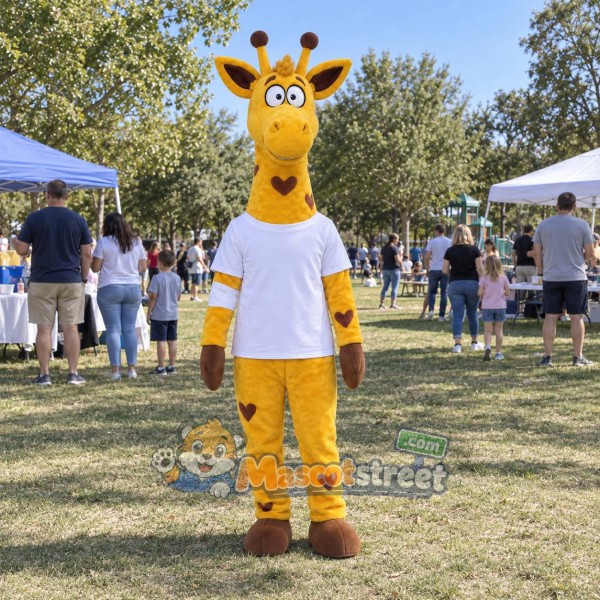 Giraffe Mascot Costume with White Shirt