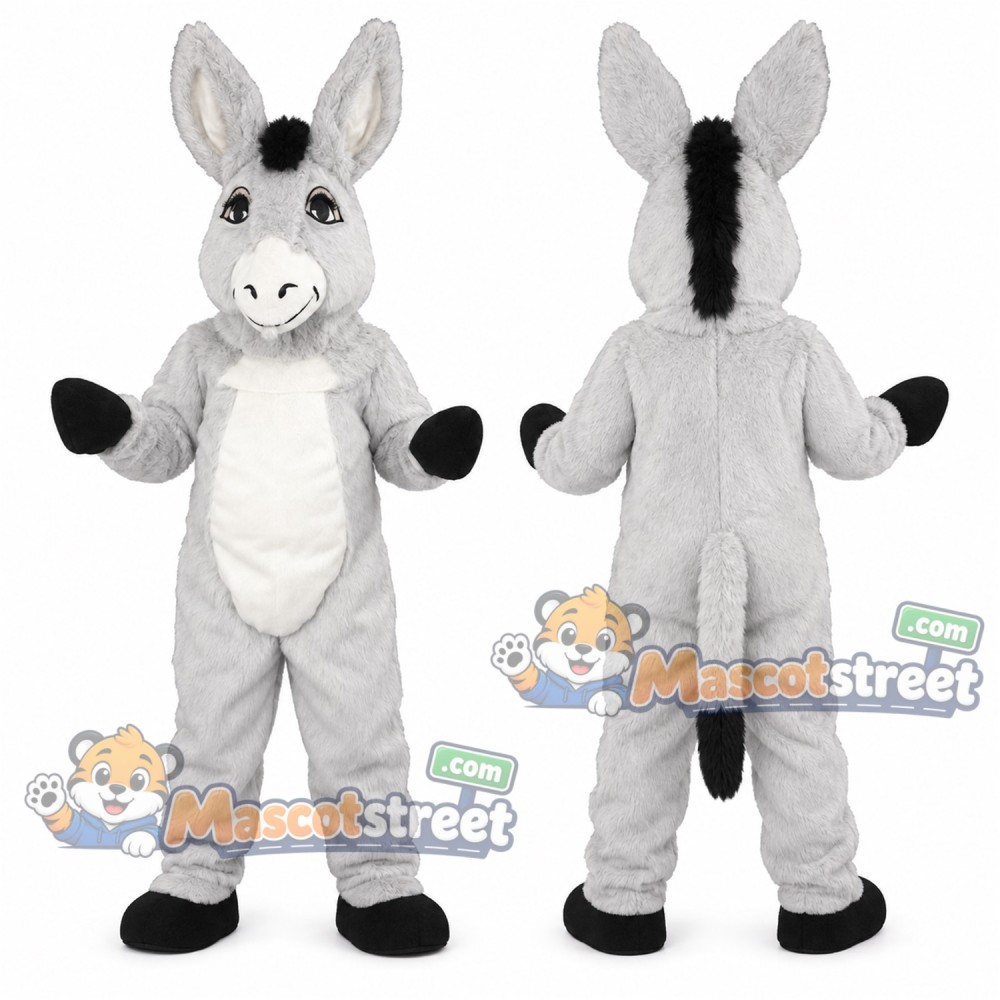 Gray Donkey Mascot Costume Gray Donkey Mascot Costume