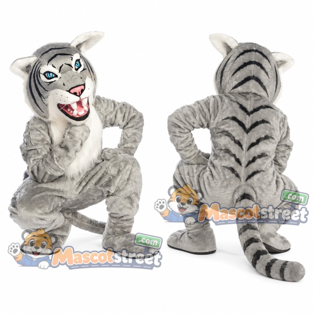 Gray Tiger Mascot Costume