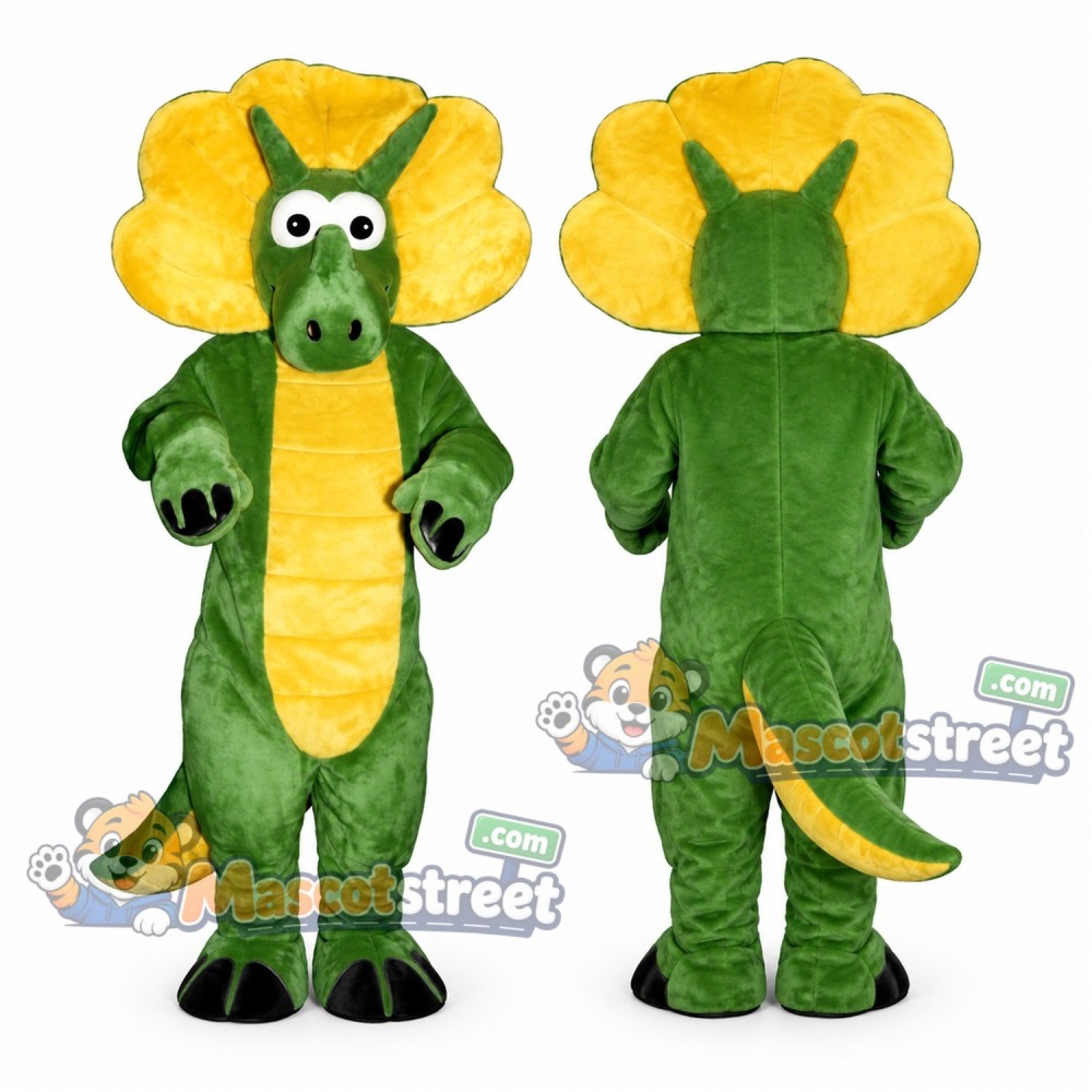 Green Triceratops Mascot Costume Green Triceratops Mascot Costume