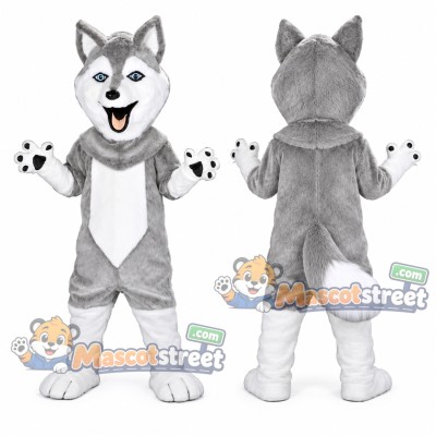 Gray Husky Mascot Costume