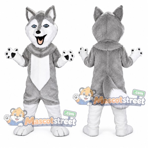 Gray Husky Mascot Costume