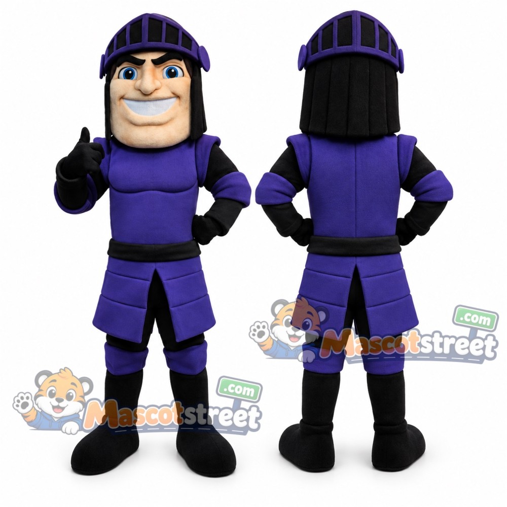Knight Mascot Costume with Purple Armor Knight Mascot Costume with Purple Armor